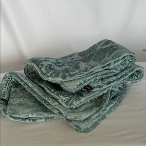 Two Rodeo Home Velvet Damask Pillow Covers in Seagrass 18x18